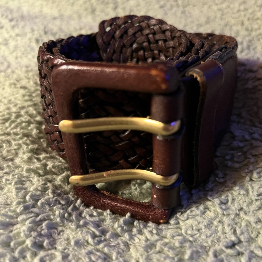 Liz Claiborne Brown Woven Belt with Gold Buckle